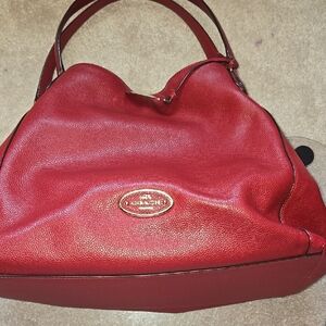 Madison Edie Coach Red Leather Women's Bag, EUC